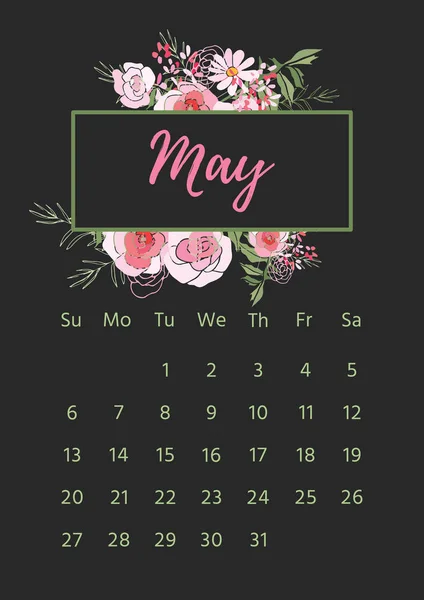 Vintage kwiatowy kalendarz 2018 — Wektor stockowy