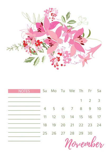 Calendrier floral vintage 2018 — Image vectorielle