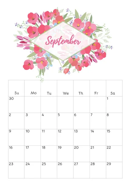 Calendrier floral vintage 2018 — Image vectorielle