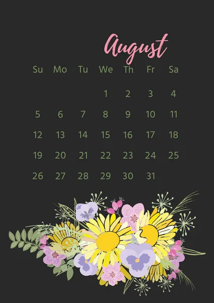 Calendário floral vintage 2018 — Vetor de Stock