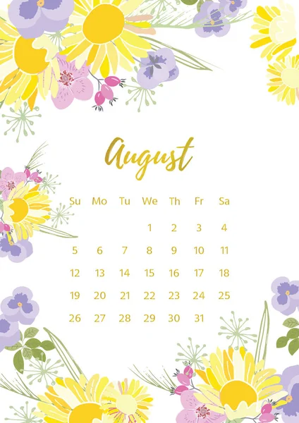 Calendario floral vintage 2018 — Vector de stock