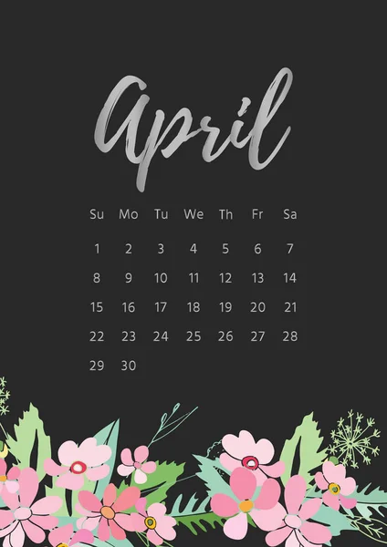 Calendrier floral vintage 2018 — Image vectorielle