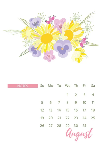 Calendrier floral vintage 2018 — Image vectorielle