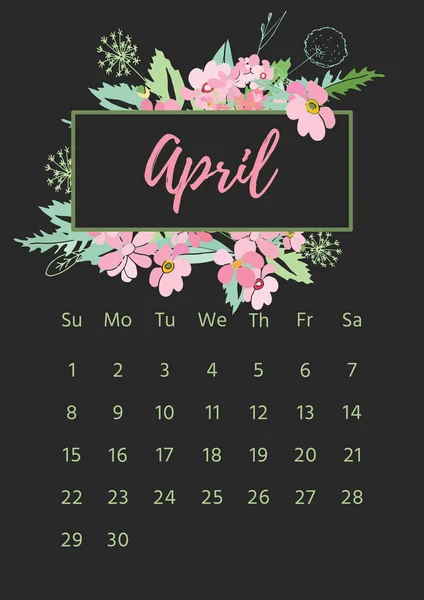 Blumenjahrgangskalender 2018 — Stockvektor