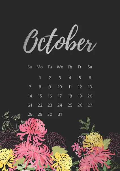 Vintage blommig kalender 2018 — Stock vektor