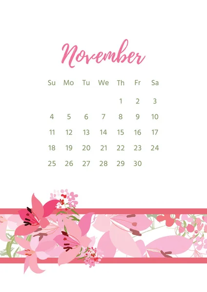 Calendrier floral vintage 2018 — Image vectorielle