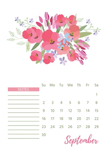 Calendrier floral vintage 2018 — Image vectorielle