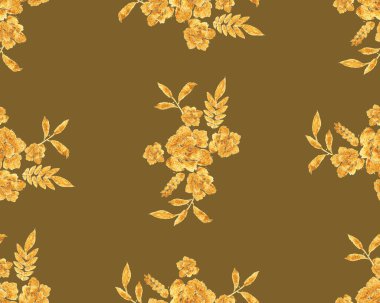 Romantik altın gül buket tasarım desen davet şablonu.