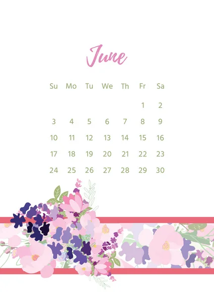 Vintage floral calendar 2018 — Stock Vector