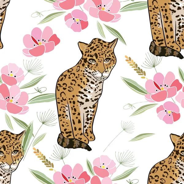 Çiçekler ve hayvanlarla geçmişe dönük illüstrasyon