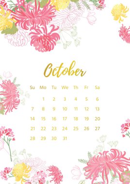 Vintage çiçek takvim 2018