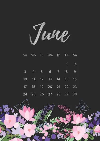 Calendario floral vintage 2018 — Archivo Imágenes Vectoriales