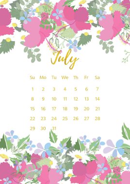 Vintage çiçek takvim 2018