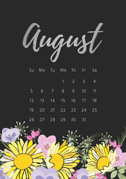 Calendário floral vintage 2018 — Vetor de Stock