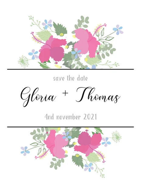 Tarjeta de felicitación para el día de la boda — Vector de stock