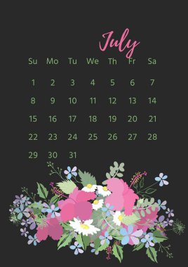 Vintage çiçek takvim 2018