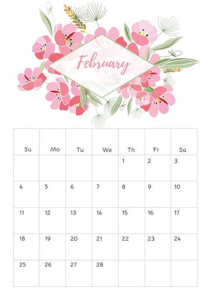 Calendrier floral vintage 2018 — Image vectorielle