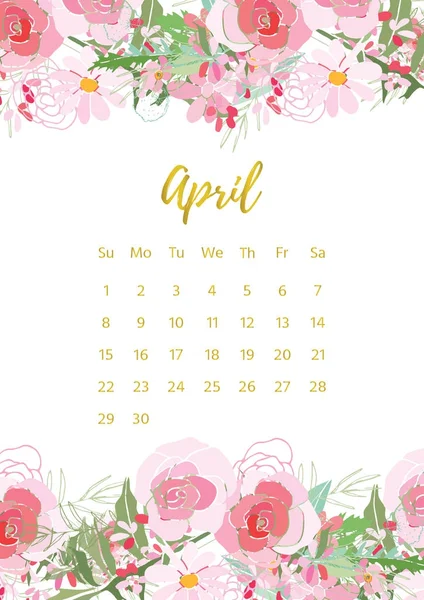 Calendário floral vintage 2018 — Vetor de Stock