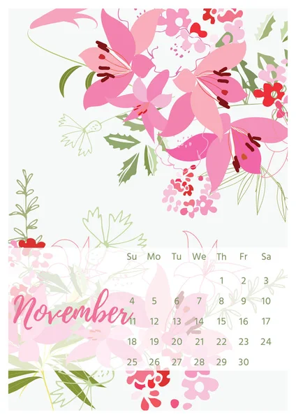 Calendrier floral vintage 2018 — Image vectorielle