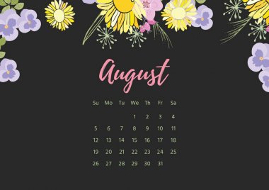 Vintage çiçek takvim 2018