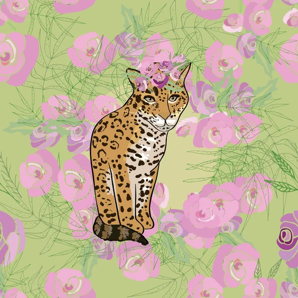 Çiçekler ve hayvanlarla geçmişe dönük illüstrasyon