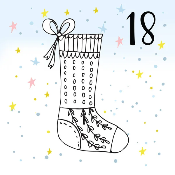 Ilustración del calendario de Adviento para la Navidad Esperando . — Archivo Imágenes Vectoriales