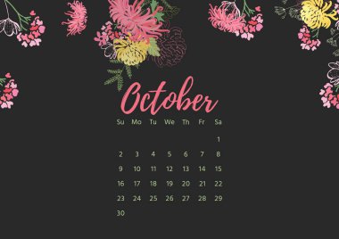 Vintage çiçek takvim 2018