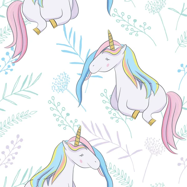 Ilustración con lindo animal místico unicornio — Vector de stock