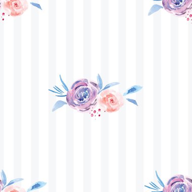 Elle boyanmış suluboya çiçek desenli