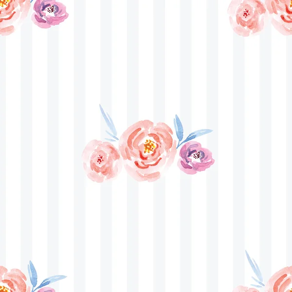 Acuarela pintada a mano floral rosa patrón —  Fotos de Stock
