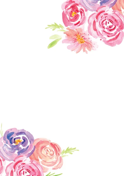 Dipinti a mano acquerello floreale rosa modello — Foto Stock