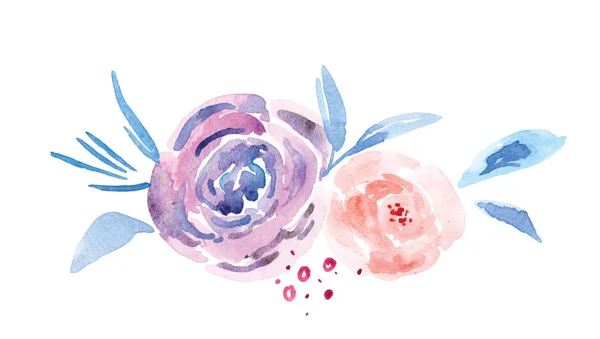 Hand-painted watercolor floral rose Pattern — Stock Photo, Image