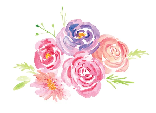 Ζωγραφισμένο στο χέρι ακουαρέλα floral τριαντάφυλλο μοτίβο — Φωτογραφία Αρχείου
