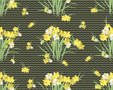 Çiçekli narsisli retro-klasik arka plan