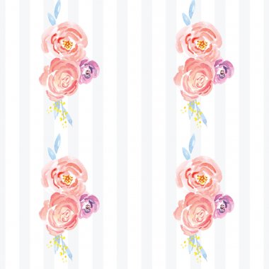 Elle boyanmış suluboya çiçek desenli