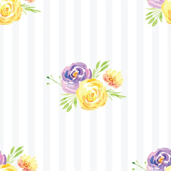 Hand-painted watercolor floral rose Pattern — Stock Photo, Image