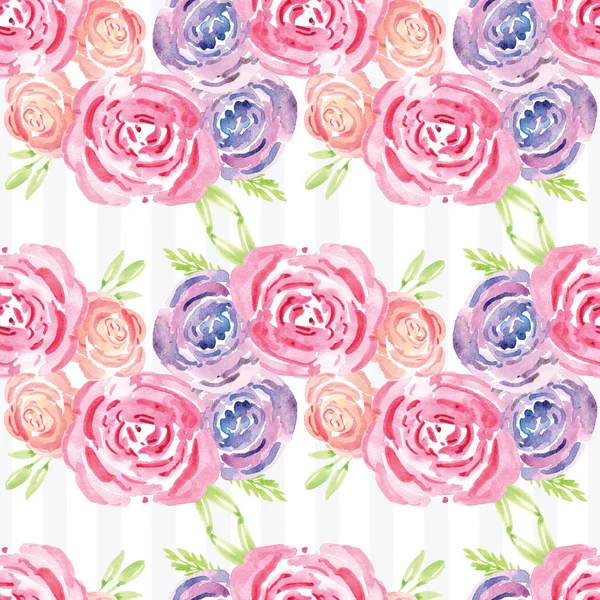 Hand-painted watercolor floral rose Pattern — Stock Photo, Image