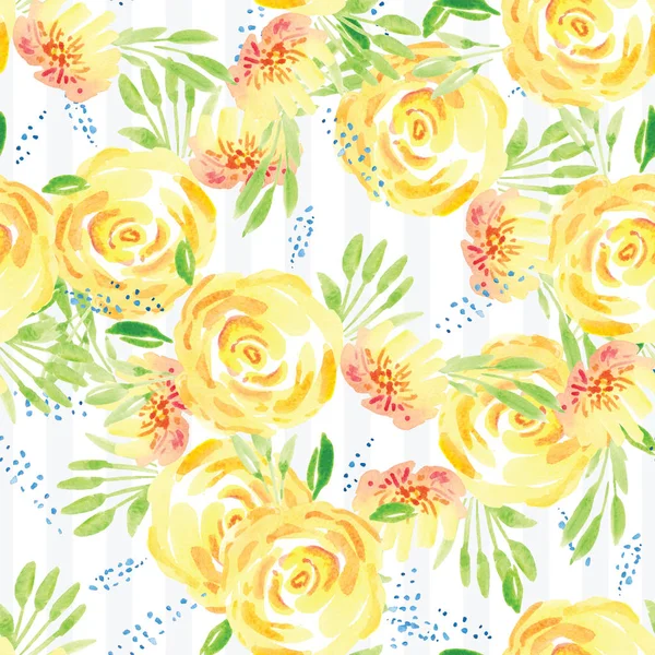 Hand-painted watercolor floral rose Pattern — Stock Photo, Image