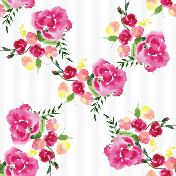 Hand-painted watercolor floral rose Pattern — Stock Photo, Image