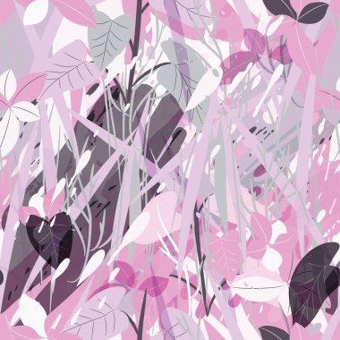 Ağaçlar, dallar, çimenler ve suluboya lekeli askeri kamuflaj dokusu.