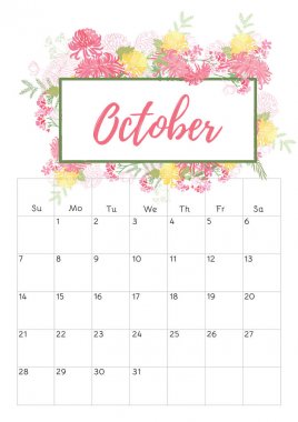 Vintage çiçek takvim 2018