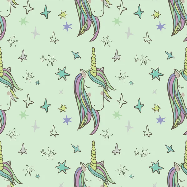 Unicornio arco iris patrón sin costuras — Vector de stock