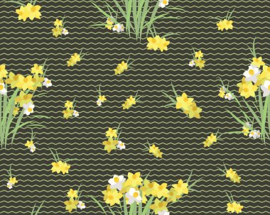 Çiçekli narsisli retro-klasik arka plan