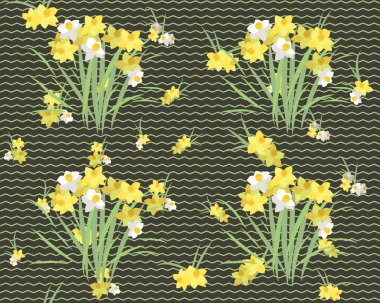 Çiçekli narsisli retro-klasik arka plan