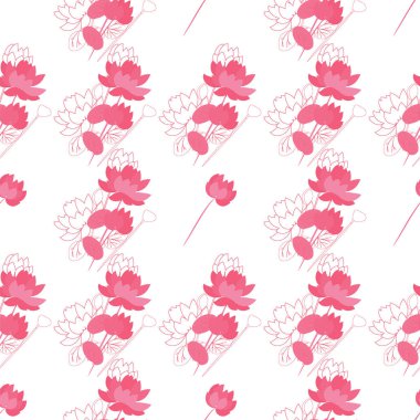 Lotus çiçekleri ile sorunsuz vektör çiçek desenli