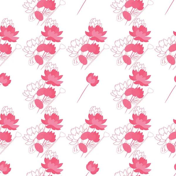 Patrón floral vector sin costuras con flores de loto — Archivo Imágenes Vectoriales
