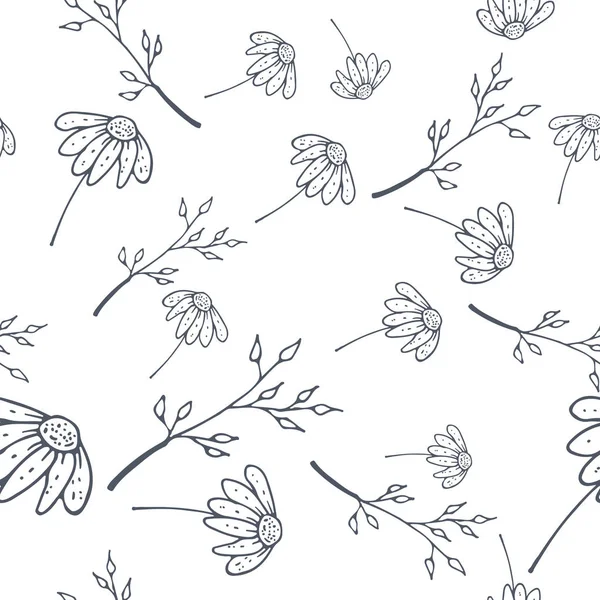 Hand Drawn Seamless Background with Floral Ornaments — стоковий вектор