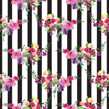 Çiçekli bir dalın elle boyanmış suluboya deseni Pembe Manolya çiçek bahar kartı