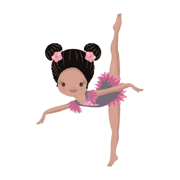 Clipart mignon afro-américain fille gymnaste Gym — Image vectorielle