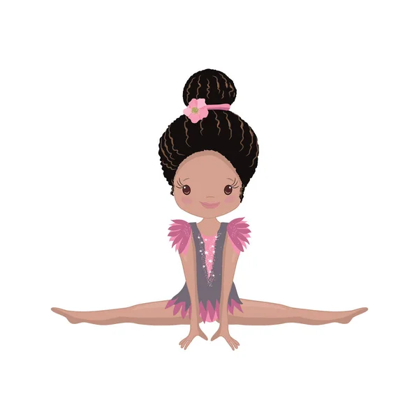 Clipart mignon afro-américain fille gymnaste Gym — Image vectorielle